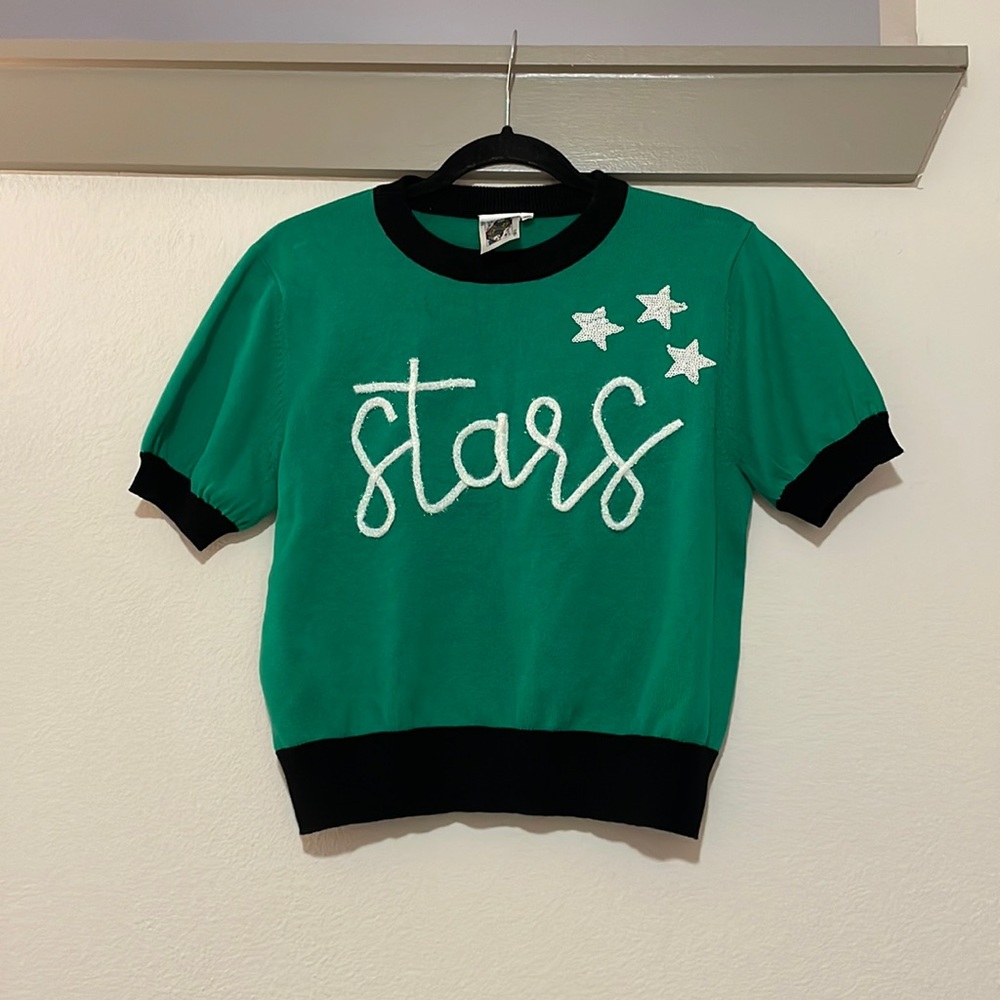 Queen of Sparkles Dallas Stars Short Sleeve Sweater SZ XS NWOT